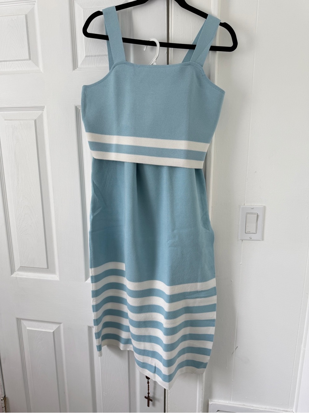Light Blue and White Striped Knit Sundress